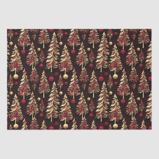 Classy Black, Burgundy und Gold Weihnachtsbaumen Seidenpapier (Vorderseite)