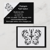 Classy Black Butterfly Nail Salon Visitenkarte (Vorne/Hinten)