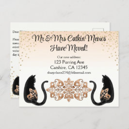 Classy Black Cat, Wir haben uns bewegt, neue Adres Postkarte