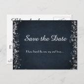 Classy Black Chalkboard Bokeh Lights Save the Date Ankündigungspostkarte (Vorne/Hinten)