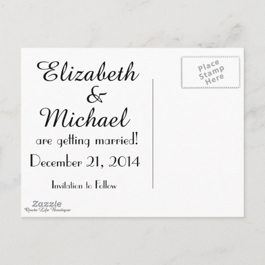 Classy Black Chalkboard Bokeh Lights Save the Date Ankündigungspostkarte (Rückseite)