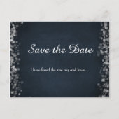Classy Black Chalkboard Bokeh Lights Save the Date Ankündigungspostkarte (Vorderseite)