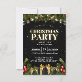 Classy Black Christmas Party Einladungen