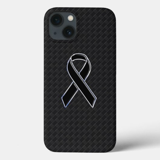 Classy Black Chrome Style Ribbon-Bewusstsein Case-Mate iPhone Hülle (Rückseite)