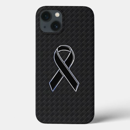 Classy Black Chrome Style Ribbon-Bewusstsein Case-Mate iPhone Hülle (Rückseite)