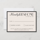 Classy Black Cream Old Money Fancy Luxury Wedding RSVP Karte (Vorderseite)