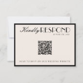 Classy Black Cream Old Money QR Code Wedding RSVP Karte (Vorderseite)