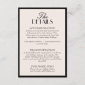 Classy Black Cream Old Money Wedding Details Begleitkarte (Vorderseite)