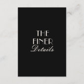 Classy Black Cream Old Money Wedding Details Begleitkarte (Rückseite)
