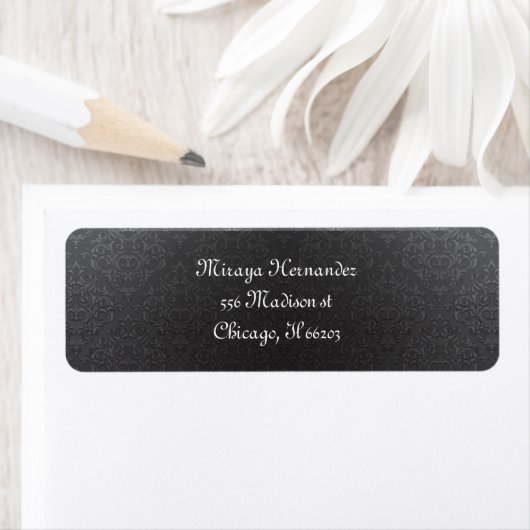 Classy Black Damask Address Labels (Insitu)