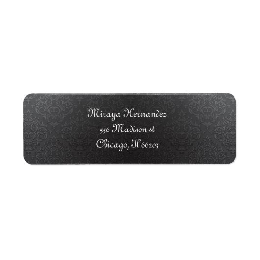 Classy Black Damask Address Labels (Vorne)