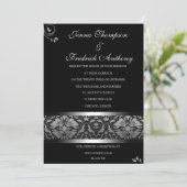 Classy Black Damask Einladung (Stehend Vorderseite)