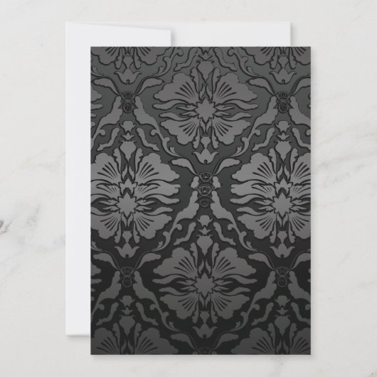 Classy Black Damask Einladung (Rückseite)