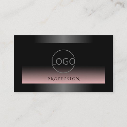 Classy Black Dusty Pink Gradient und Logo Chic Visitenkarte (Vorderseite)