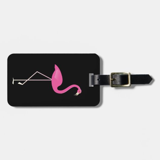 Classy Black Flamingo Gepäcktag Gepäckanhänger (Vorderseite horizontal)