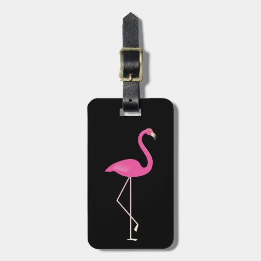 Classy Black Flamingo Gepäcktag Gepäckanhänger (Vorderseite vertikal)