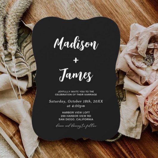 Classy Black Foto Wedding Einladung