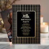Classy Black & Gold 70. Custom Birthday Party Folieneinladung
