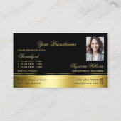 Classy Black Gold gekrönte Dekorlinien Logo-Foto Visitenkarte (Rückseite)