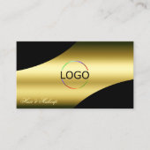 Classy Black Gold gekrönte Dekorlinien Logo-Foto Visitenkarte (Vorderseite)