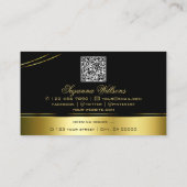 Classy Black Gold geschwungene Dekorlinien mit QR- Visitenkarte (Rückseite)