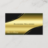 Classy Black Gold geschwungene Dekorlinien mit QR- Visitenkarte (Vorderseite)