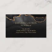 Classy Black Gold Marmor Agate Monogram Script Visitenkarte (Rückseite)