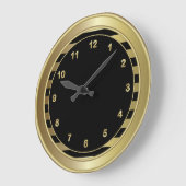 Classy Black & Gold Numbers and Stripes Große Wanduhr (Winkel)
