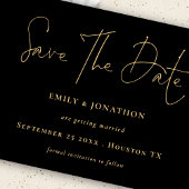 Classy Black Gold Script QR Code Hochzeit Save The Date
