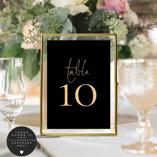 Classy Black Gold Script Wedding Tischnummer