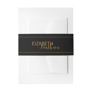 Classy Black & Gold Wedding Newlyweds Namen Einladungsbanderole