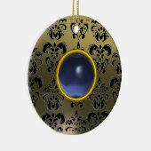 CLASSY BLACK GRAY BLUE DAMASK GEM KERAMIK ORNAMENT (Rechts)