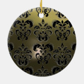 CLASSY BLACK GRAY BLUE DAMASK GEM KERAMIK ORNAMENT (Hinten)