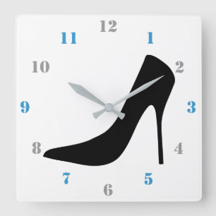 CLASSY BLACK HEELS WITH NUMBERS QUADRATISCHE WANDUHR