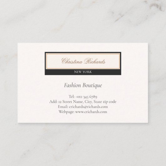 Classy Black Ivory Visitenkarte (Rückseite)