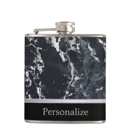 Classy Black Marble Stone Design Flachmann