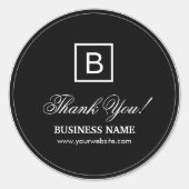 Classy Black Monogram Business Danke Stickers (Vorderseite)