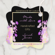 Classy Black Purple Blumen und Gold Vielen Dank