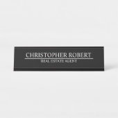 Classy Black Real Anwesen Schreibtischnamensplakette (Vorderseite )