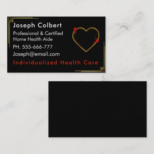 Classy Black Red Golden Border Nurse Visitenkarte (Vorne/Hinten)
