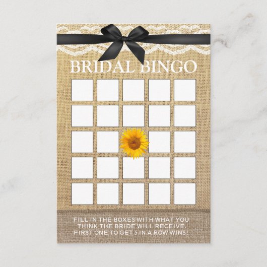 Classy Black Ribbon Sonnenblume Burlap Bridal Bing (Vorderseite)