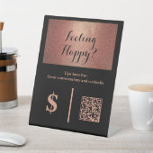 Classy Black & Rose Gold QR Code Bartender Tip   Sockelschild (In SItu)