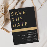 Classy Black Save the Date Elegante Gold<br><div class="desc">Hochzeit Elegantes Schwarz und Gold Speichern Sie die Datumskarten. Die Save the Date-Karten enthalten eine moderne,  handgeschriebene,  kursive Schriftzeichen-Typografie,  die elegant,  einfach und modern nach einem einfachen Hochzeitstag-Fest zu verwenden sind.</div>