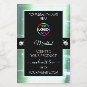 Classy Black Shiny Ice Blue Logo-Label Lebensmitteletikett