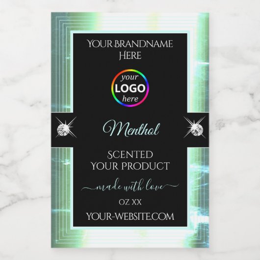 Classy Black Shiny Ice Blue Logo-Label Lebensmitteletikett (Einzelnes Label)