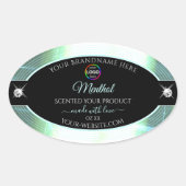 Classy Black Shiny Ice Blue Logo-Label Ovaler Aufkleber (Vorderseite)