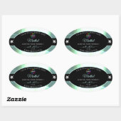 Classy Black Shiny Ice Blue Logo-Label Ovaler Aufkleber (Blatt)
