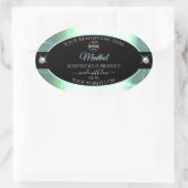 Classy Black Shiny Ice Blue Logo-Label Ovaler Aufkleber (Tasche)