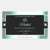 Classy Black Shiny Ice Blue Logo-Label Rechteckiger Aufkleber (Vorderseite)