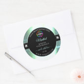 Classy Black Shiny Ice Blue Logo-Label Runder Aufkleber (Umschlag)